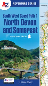 A -Z Adventure Series  South West Coast Path 1 - North Devon & Somerset: with Ordnance Survey mapping (A-Z Adventure Series) - A-Z maps (Paperback) 27-03-2025 