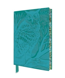 Angela Harding: Long Eared Owl 2026 Artisan Art Vegan Leather Diary Planner - Page to View with Notes - Flame Tree Studio (Diary) 12-08-2025 