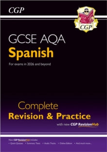 CGP AQA GCSE Spanish  New GCSE Spanish AQA Complete Revision & Practice with CGP RevisionHub (for exams from 2026) - CGP Books; CGP Books (Mixed media product) 05-08-2024 
