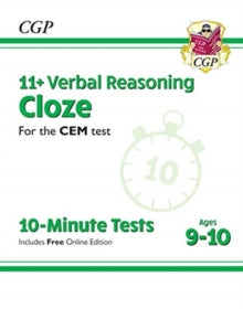 11+ CEM 10-Minute Tests: Verbal Reasoning Cloze - Ages 9-10 (with Online Edition) - CGP Books; CGP Books (Paperback) 21-10-2019 